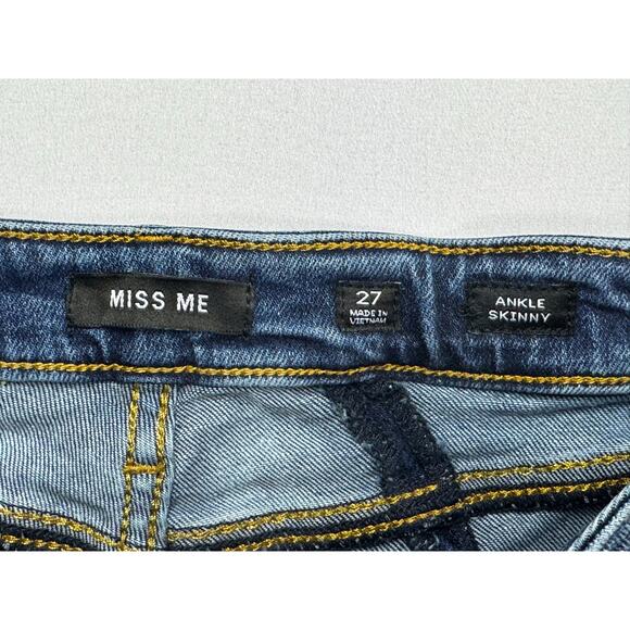 Miss Me Women's Raw Hem Ankle Skinny Blue Denim Jeans - Size 27 (29x26) - Picture 4 of 5